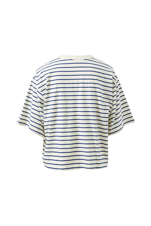 Phoebe Premium Tee, MILK/PRUSSIAN BLUE STRIPE
