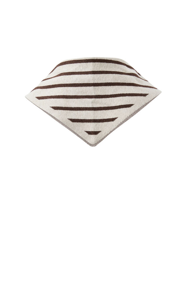 Sully Triangle Knit Scarf, OATMEAL MARLE/CHOCOLATE STRIPE