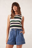 Billie Pleat Front Short, WASHED INDIGO - alternate image 6