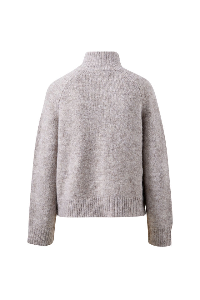 Riley Funnel Neck Tab Cardi, TAUPE MARLE