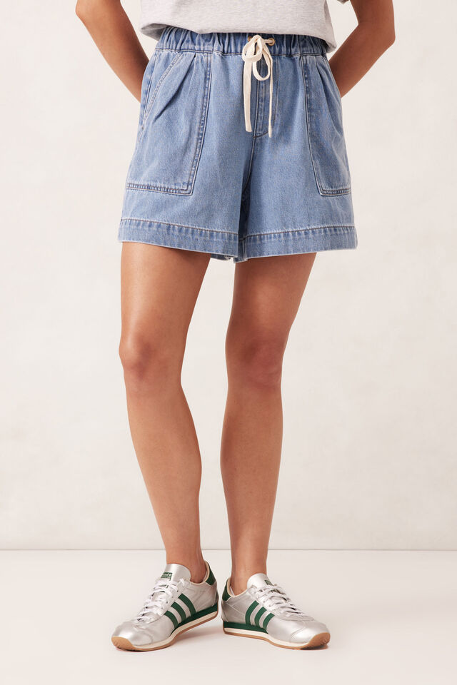 Relaxed Everyday Short, MID BLUE WASH