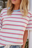Stevie Slouchy Tee, MILK FRESH BLUE RED STRIPE - example image 6