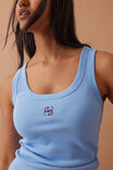 Zoe Contour Rib Scoop Tank, POWDER BLUE/ MONOGRAM EMBROIDERY - alternate image 6