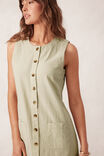 Button Through Mini Shift Dress, MATCHA - alternate image 4