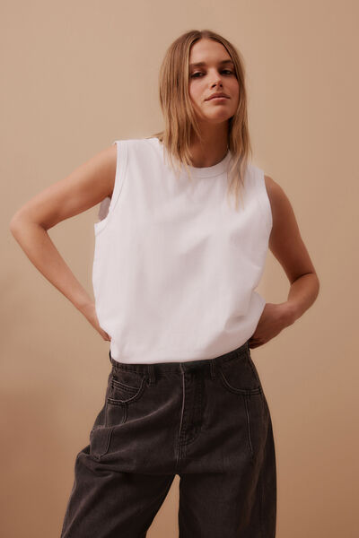 Tara Boxy Tank, WHITE