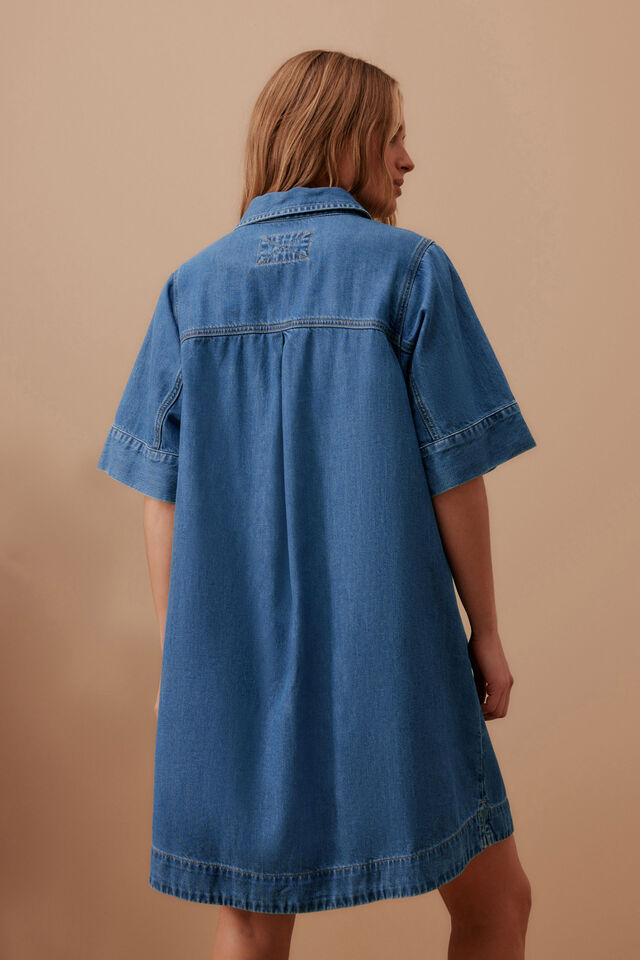 Ava Short Sleeve Mini Dress, FRESH INDIGO