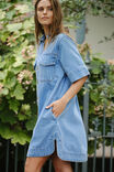Relaxed Shirt Dress, MID VINTAGE BLUE - alternate image 7