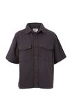 Short Sleeve Boxy Shirt, WASHED BLACK TWILL - alternate image 2