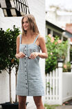 Strappy Button Mini Shift Dress, LAGOON BLUE STRIPE - alternate image 1
