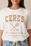 Slouchy Split Hem Tee, FRESH ECRU/ DARK CAMEL RECREATION CLUB PRINT - alternate image 6