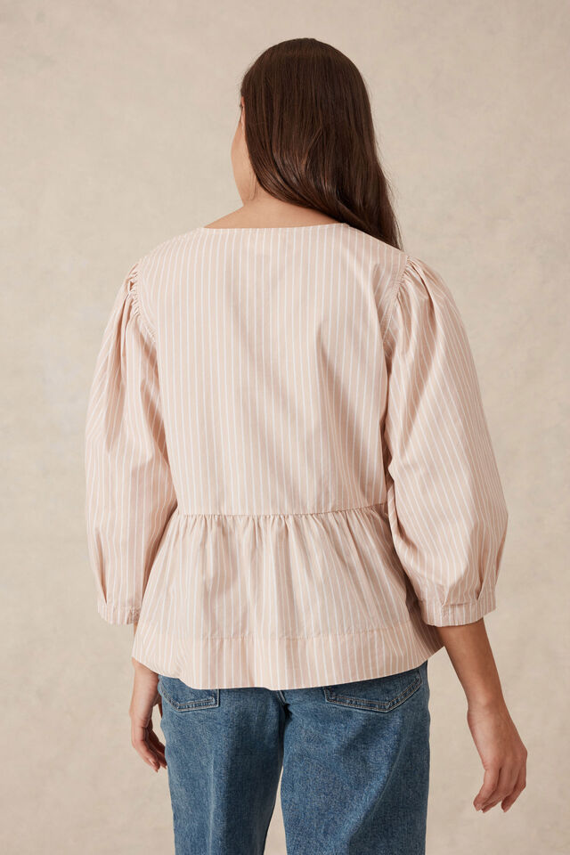 The Tie Top, TAUPE STRIPE