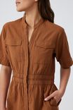 Utility Shirt Dress In Cotton Linen Blend, WARM GINGER - alternate image 5