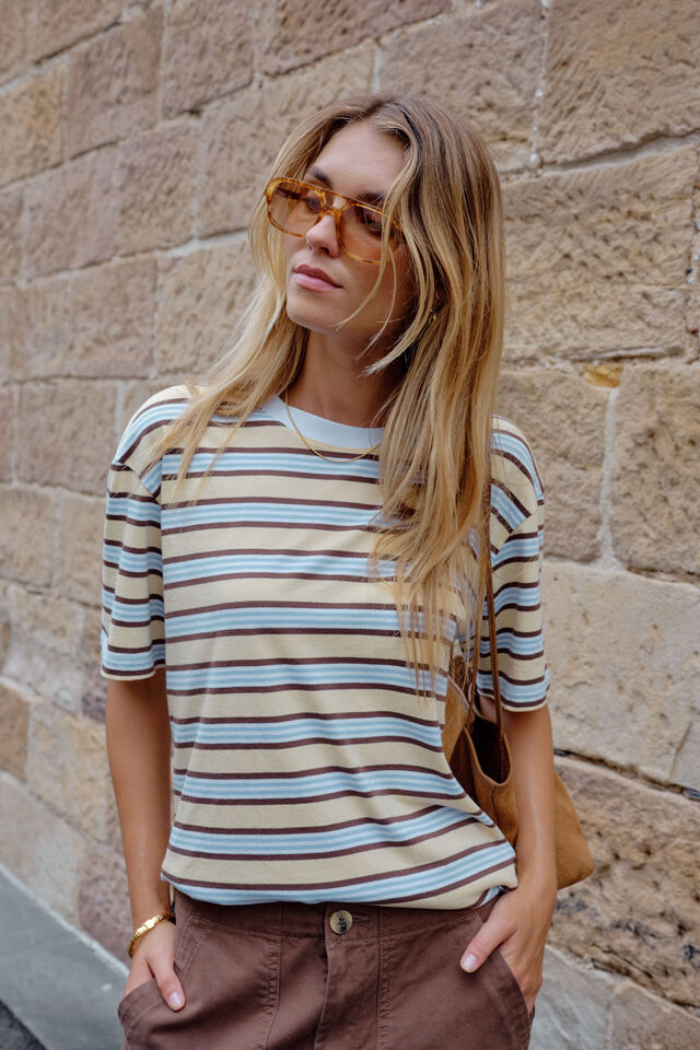 Stevie Slouchy Tee, NEW BUTTER BRUNETTE STRIPE