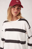 Slouchy Long Sleeve  Tee, VANILLA/PHANTOM BOLD STRIPE - alternate image 5