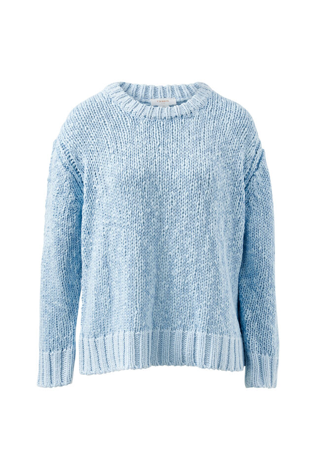 Sage Chunky Knit Crew, SKY BLUE