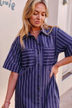 Samara Midi Shirt Dress, PRUSSIAN BLUE STRIPE - example image 5