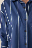 Oversized Poplin Shirt, NAVY WIDE STRIPE ORGANIC COTTON - alternate image 5