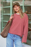 Beau Long Sleeve Slouchy Tee, MULBERRY/RED/STONE STRIPE - alternate image 7