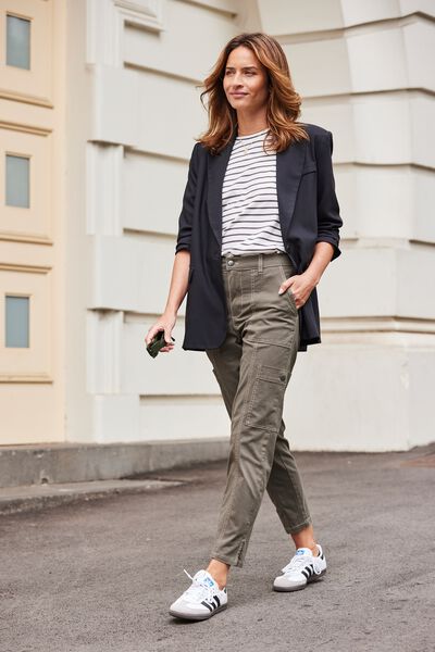 Stretch Cargo Pant In Organic Cotton, MILITARY GREEN