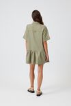 Twill Dress With Tier In Rescue Cotton, FOG GREEN - alternate image 5