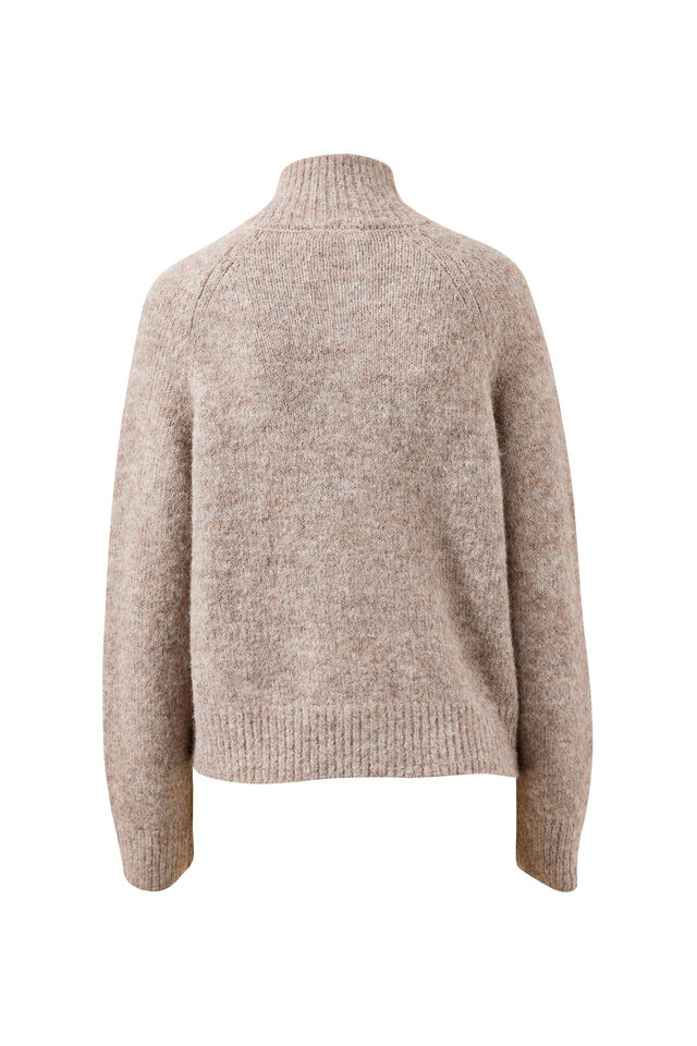 Riley Funnel Neck Tab Cardi, OAT MARLE