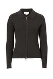 Soft Knit Zip Through Cardigan In Recycled Blend, CHARCOAL MARLE - alternate image 2