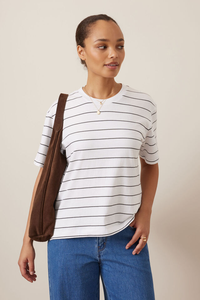 Stevie Slouchy Tee, WHITE/PHANTOM STRIPE