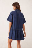 Short Sleeve Tiered Pocket Shirt Dress, MIDNIGHT - alternate image 3