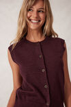 Soft Knit Button Vest, WINE - alternate image 4