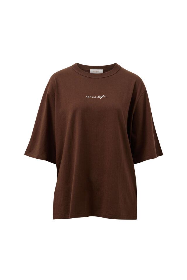 Luna Relaxed Tee, CHOCOLATE/CERES SCRIPT