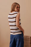 Margot Mesh Knit Tank, ECRU /CHALK CHOC STRIPE - alternate image 3