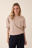 Slim Crew Embroidered Sweat In Organic Cotton, CAMELETTE - alternate image 4