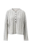 Enid Cable Knit Henley, SILVER MARLE - alternate image 2