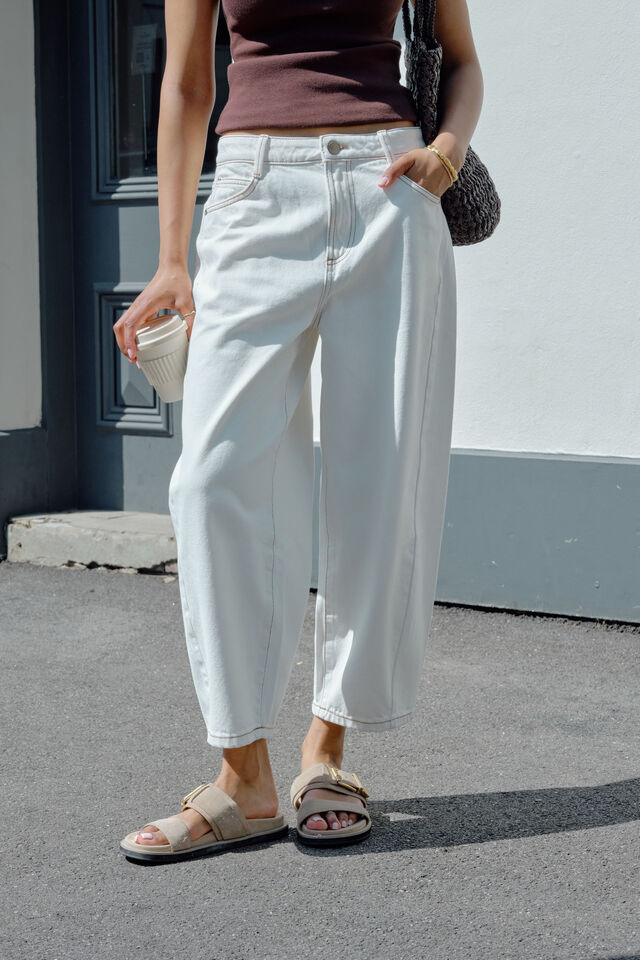 Maggie Tapered Barrel Jean, FRESH ECRU