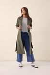 Trench Coat In Recycled Blend, MILITARY GREEN - alternate image 5