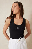 Contour Rib Scoop Tank, BLACK/WHITE MONOGRAM EMBROIDERY - alternate image 1