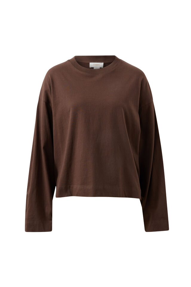 Beau Long Sleeve Slouchy Tee, BRUNETTE
