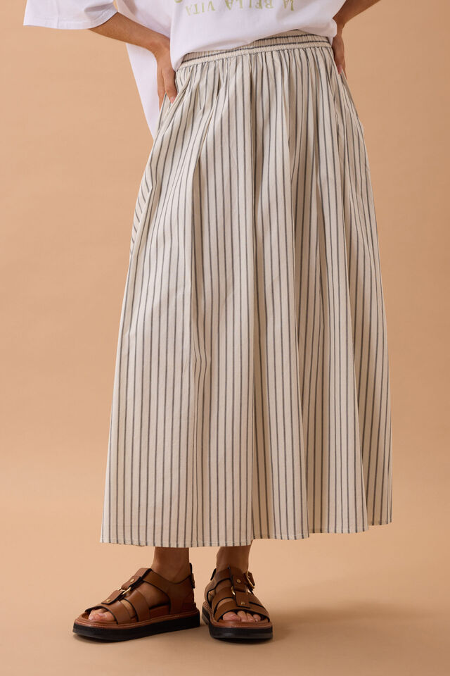 Florence Maxi Skirt, WINTER WHITE PHANTOM STRIPE