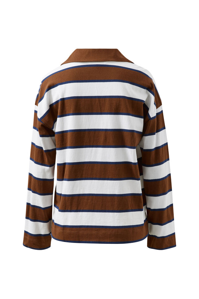 Shelby Slouchy Rugby Top, TOFFEE/WHITE/HERITAGE NAVY