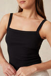 Square Neck Rib Singlet, BLACK - alternate image 4