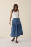 Tiered Midi Skirt, FRESH INDIGO DENIM - alternate image 6