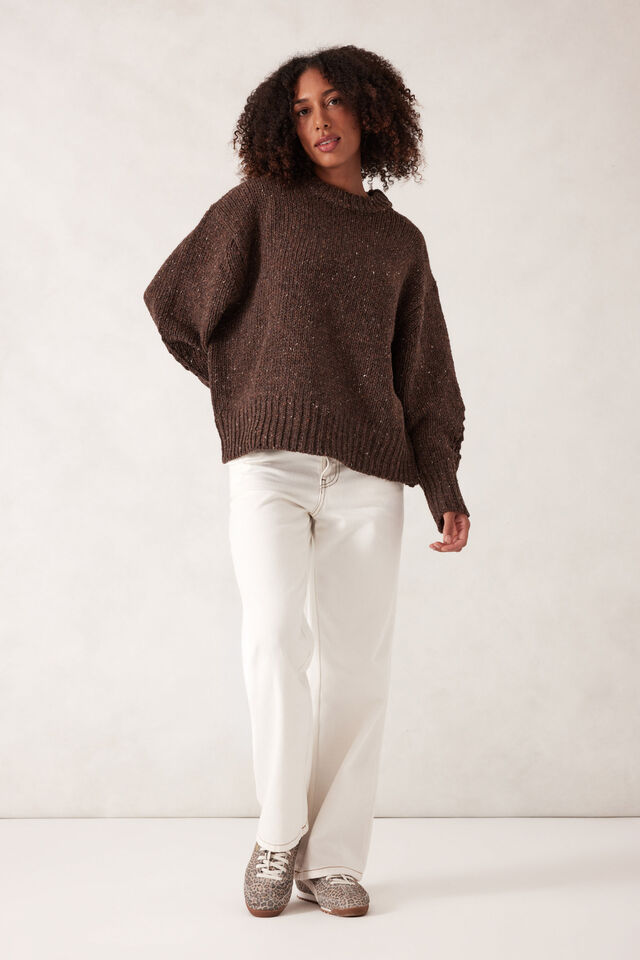 Lofty Knit Crew, CHOC FLECK