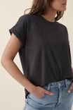 Roll Cuff Tee In Australian Cotton, PHANTOM - alternate image 4