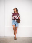 Slouchy Long Sleeve  Tee, RAISIN VANILLA STRIPE - alternate image 4