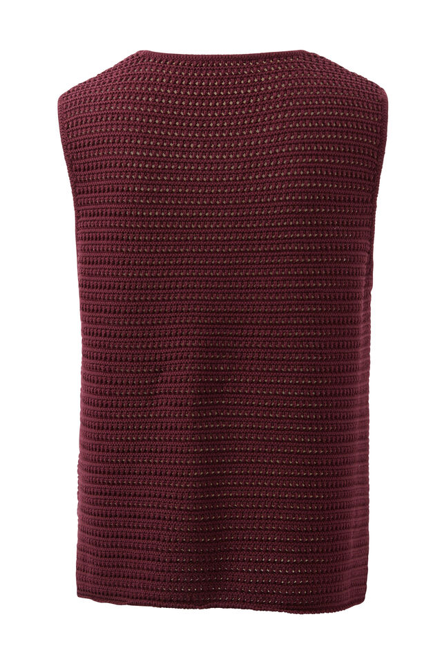 Margot Mesh Knit Tank, WINE