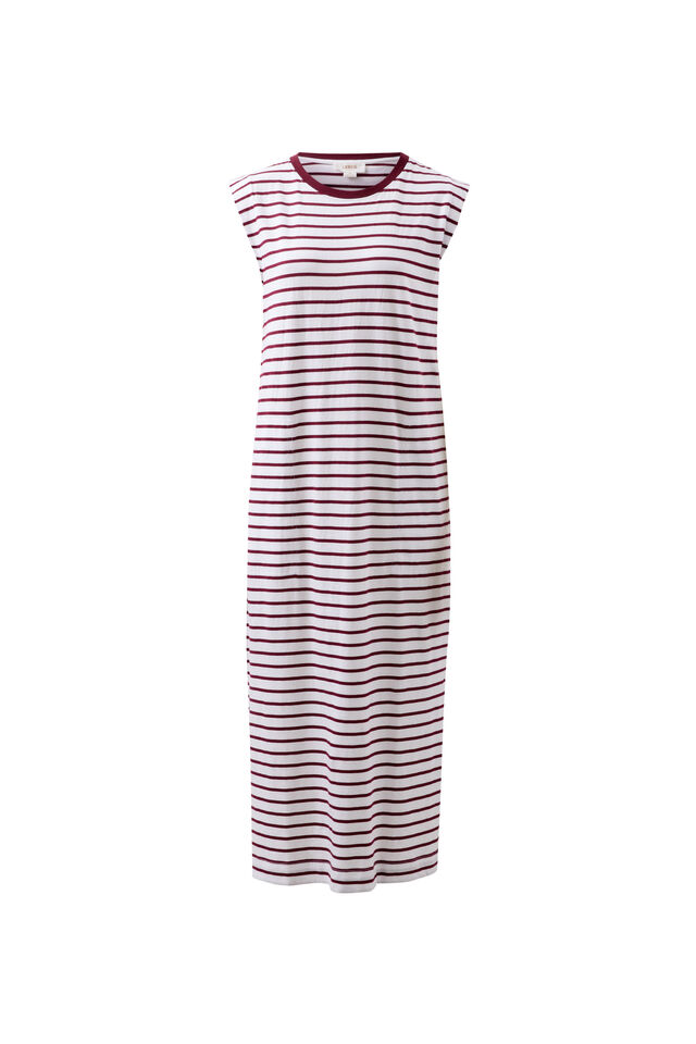 Paloma Dress, WHITE/POMEGRANATE STRIPE
