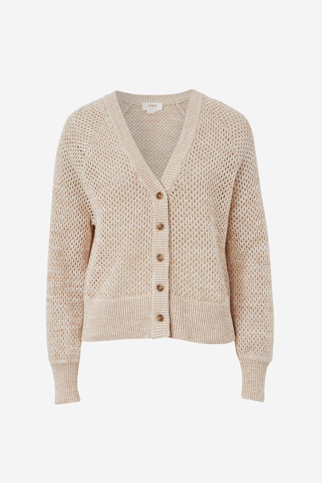 Mesh Knit Cardigan In Organic Cotton, CAMELETTE TWIST