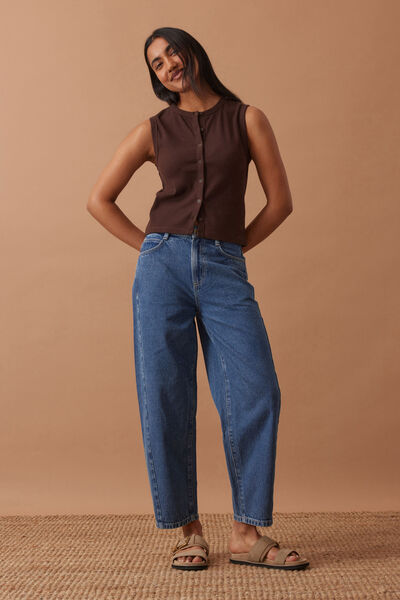 Leah Tapered Barrel Jean, FRESH INDIGO