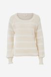 Mesh Knit Pullover In Organic Cotton, PARCHMENT AND WHITE - alternate image 2