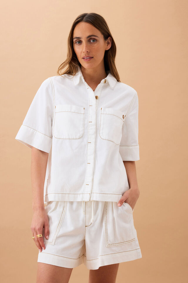 Noa Short Sleeve Shirt, FRESH ECRU